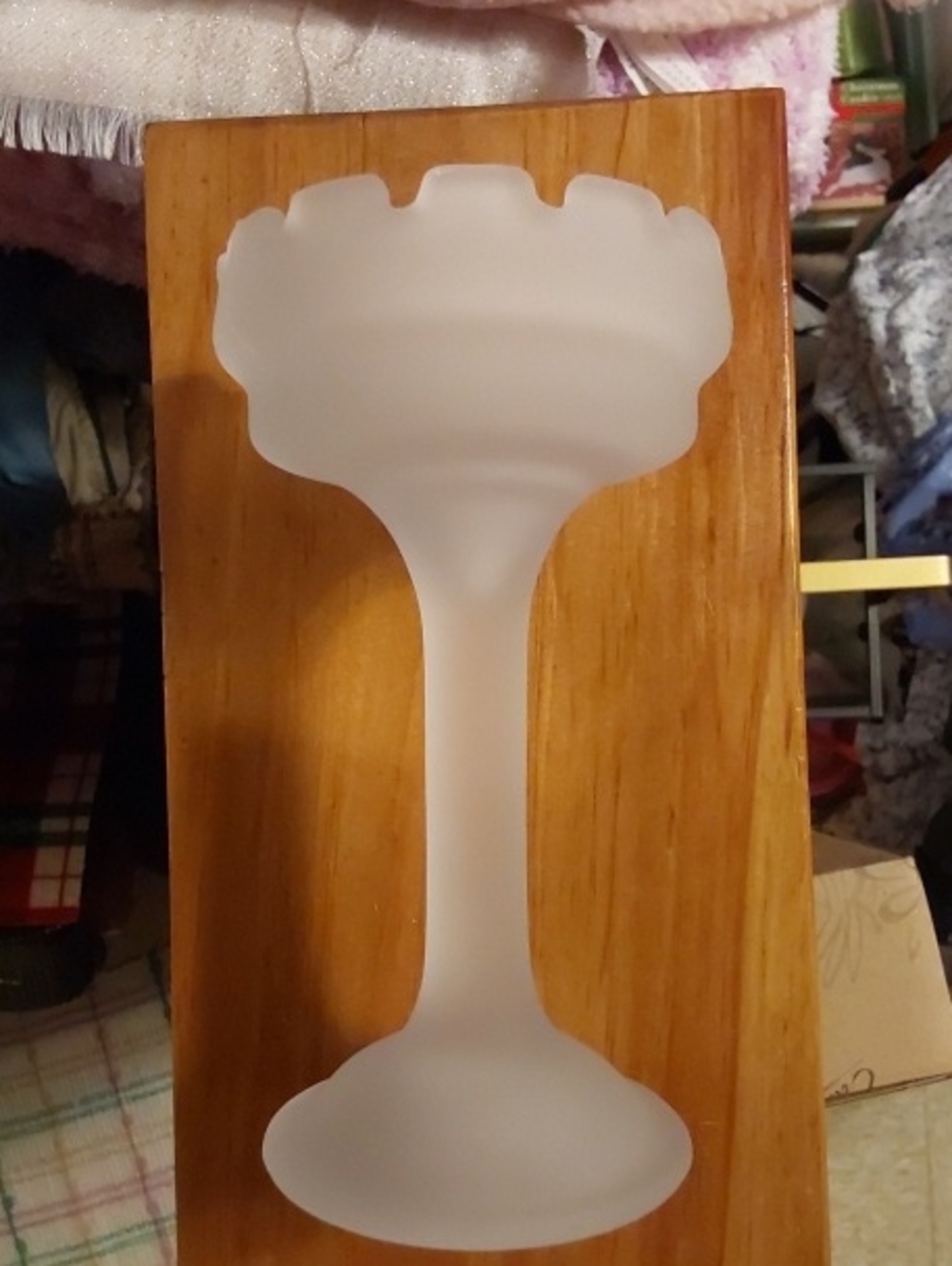 Frosted Glass Table Lamp with Scalloped Shade - Picture 6 of 8